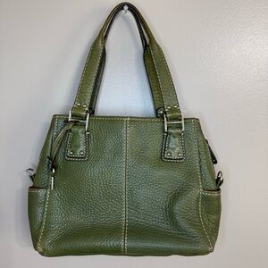 FOSSIL Olive Green/Avocado Leather Shoulder Bag Handbag Purse Pockets 75082